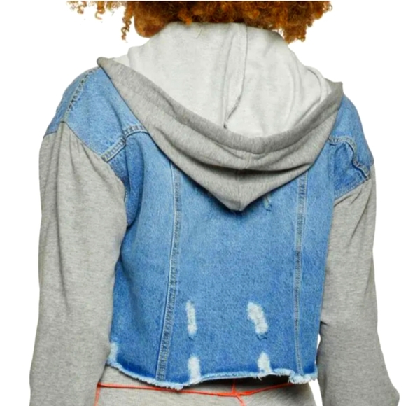 Highway Jeans Jackets & Blazers - Denim 2 in 1 hoodie. Denim and Black. 3X